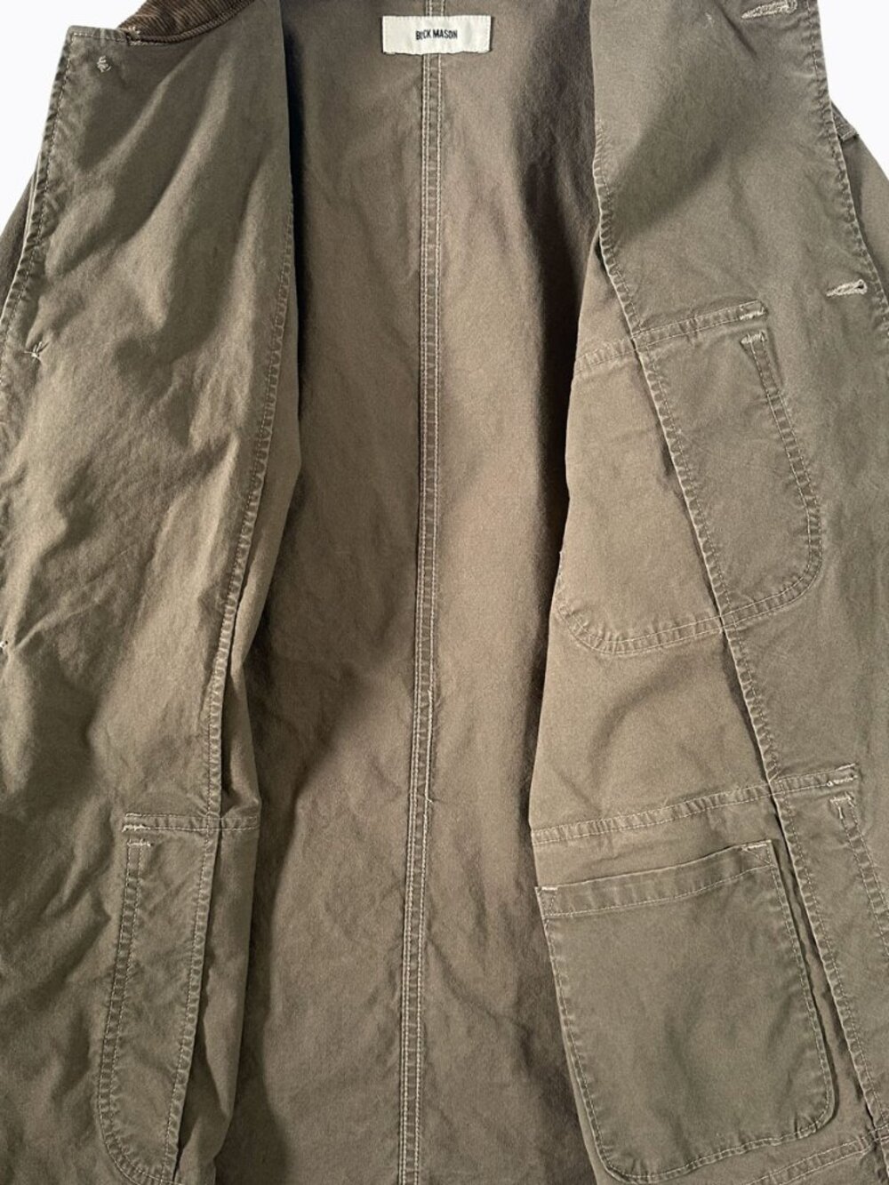 Buck Mason Craftsman Canvas Field Jacket XL Olive Green Corduroy Chore Coat Men - Picture 5 of 9